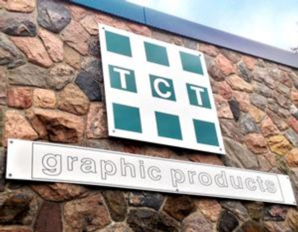 TCT Graphic Products Logo on Sign mounted on a building